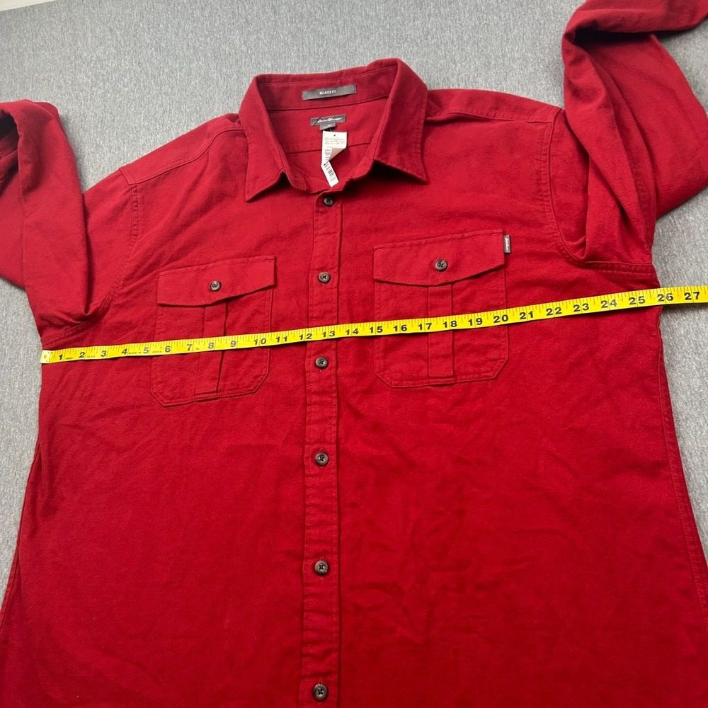 Eddie Bauer Relaxed Fit 2 Pocket Flannel Button Up Long Sleeve Shirt Mens XL Red - Picture 9 of 16